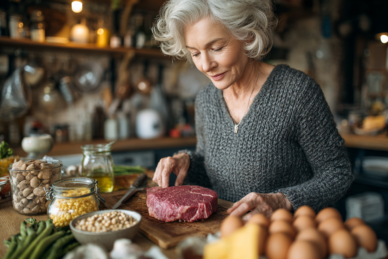 Старші люди готують здорову їжу разом